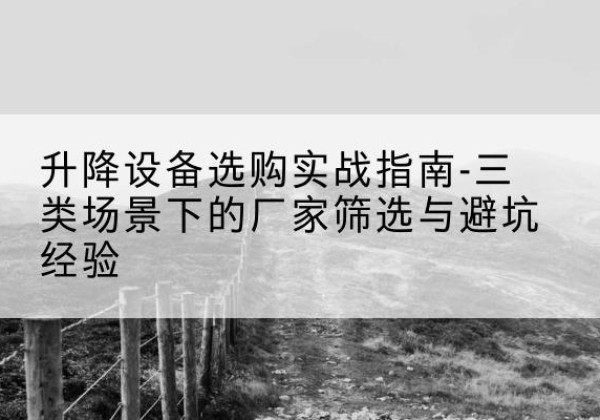 武陵源移动式升降机厂家推荐-升降设备选购实战指南-三类场景下的厂家筛选与避坑经验